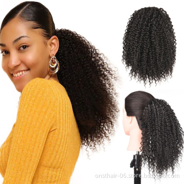 Hot Selling Wavy Ponytai Hairl In Synthetic Extensions Hair Clip-in Ponytails Drawstring Hair Extension Long For Black Women